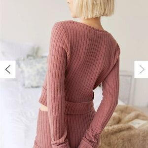 Out From Under BouncePlush Suki Ribbed Cardigan and Skirt.